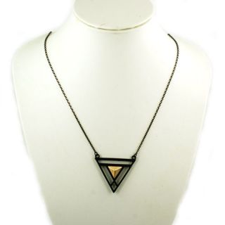 Black Egyptian Magic Trangle Pendant Necklace Short Chain Cool Design 