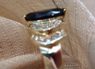 14k yellow gold marquise black onyx diamond step ring size 6 62412 11
