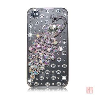 3D Clear Luxury Peacock Rhinestone Bling Crystal Back Case Cover for 