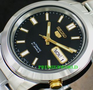 Seiko Mens Automatic See thru Black Steel Watch SNKK17