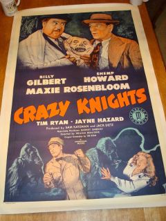    Three Stooges Shemp Billy Gilbert Orig Movie Poster Linen Backed