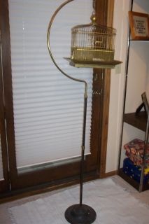 Antique bird cage and stand Hendryx Mission cage Edwardian era circa 
