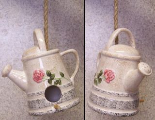 ceramic garden watering can bird house are we there yet