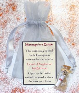 Novel Grand Daughter Birthday Message Bottle Gift Card