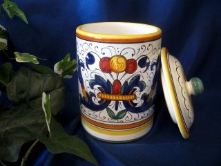 DERUTA ITALY Italian Pottery RICCO BISCOTTI JAR AND CANISTER