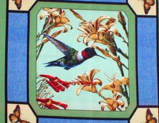 backyard birds cardinal humming_bird fabric panel 1550