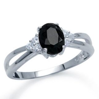  Birthstone Black Sapphire&Topaz Sterling Silver Engagement Ring 6 jbtr