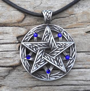   Celtic Pagan Sapphire Blue Crystal September Birthstone Pendant