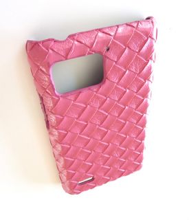 For Motorola Droid Bionic XT875 Designer Pink Woven Leather Phone Case 