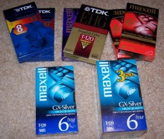 Ten New Blank VHS Tapes TDK and Maxell  Includes 8 T120 and 2 T160 