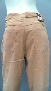 Bill Blass Jeans Petite 6P Stretch Casual Straight Pants Tan Solid 