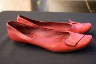 Biviel Red Leather Ballet Flat Anthropologie 40 US 9 5