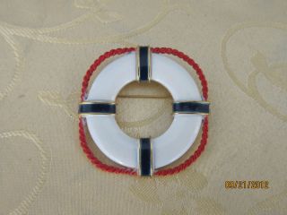 Womens Red,White & Blue Life Ring Buoy Preserver Pin/Brooche  Nautical 