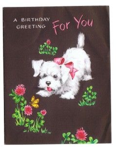 Puppy Dog Playing Birthday Greeting Card Vintage Hallmark 1950s