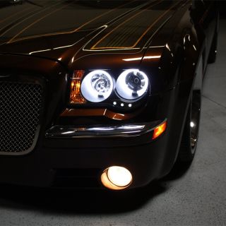 05 10 Chrysler 300C Black Halo LED Projector Headlights Front Lamps 