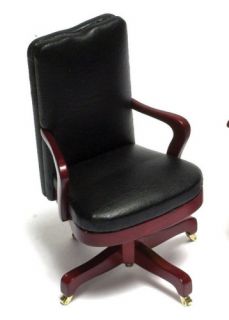 Dollhouse Miniature Black Swivel Desk Chair Office New