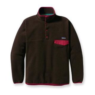119 NWT Patagonia Snap T Fleece Black Oak Brown Pullover Jacket Size 