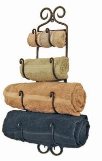   Rack Black Hand Wrought Iron 3 Bath Towels 1 Face Towel