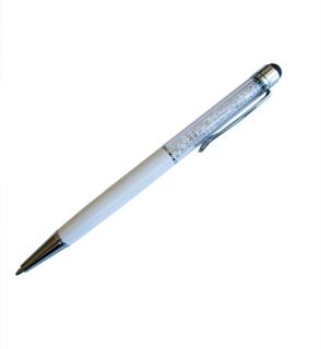   Crystal Capacitive Screen Stylus Black Ink Ballpoint Pen White