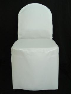   considering a new white banquet style chair covers each chair cover