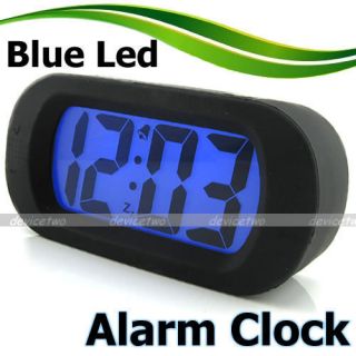 Black Silicone Snooze LED Digital Desk Alarm Clock BL
