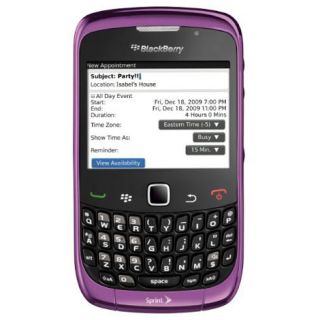Blackberry Curve 3G 9330 Purple Sprint Smartphone Used Mint Condition 