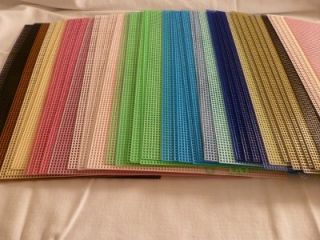 LARGE lot~48 Darice+ Plastic Canvas Sheets~Blue/Pink/Black/Green/Brown 