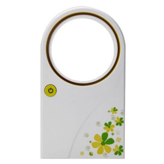   Air Condition Flower Pattern Mini Portable Bladeless Fan Green