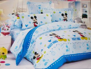Blue Star Mickey Mouse King Bed Quilt Cover Set
