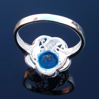 Fashion Jewelry Gift Silver Gemstone Ring Blue Topaz Ring Size 9 