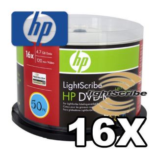 50 HP 16x DVD R Lightscribe Blank Media Cake