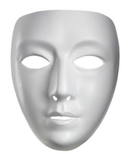 Blank White Adult Men Women Female Male Mask Drama Costume Face Mask 