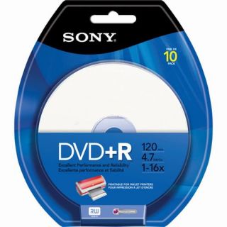 50 Sony DVD+R 16X White Inkjet Printable Blank DVD Plus R Media Discs