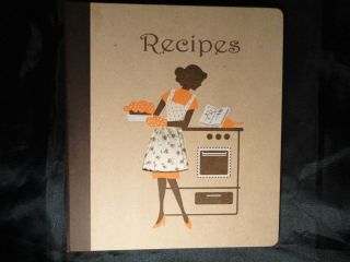 Recipe Organiser Blank Recipe Book Retro 50s Style Orange Brown Cover 