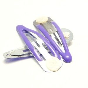   pcs) Purple Hair Snap Clip w/ Blank Pad Barrette 46mm DIY Jewelry Kit
