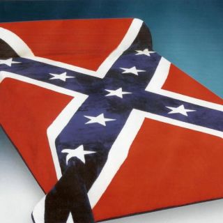 Red Confederate Rebel Flag Plush Mink Blanket King Size