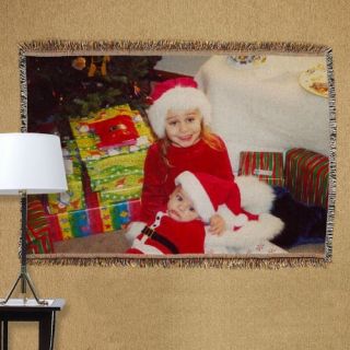 Personalized Holiday Photo Tapestry Throw Blanket