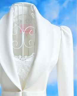   Womens White Bow dolls Slim long sleeved Suit Blazers Jacket 6136