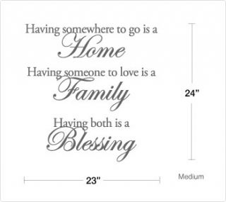 HOME  FAMILY  BLESSING    Vinyl Wall Saying Quote Decal