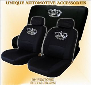 6pc rhinestone queen crown seat covers bench cover