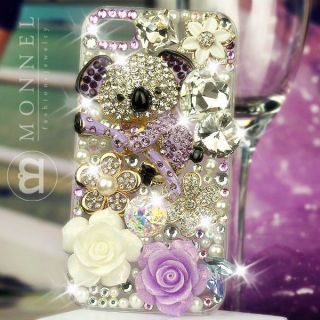 S27 Luxury Bling Crystal Charms Pearl Koala Bear iPhone 4 4S Case 
