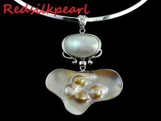 16 Gorgeous Natural Mabe Freshwater Pearl Drop Necklace Pendant 