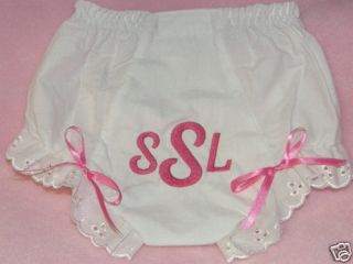 Baby Girl Diaper Cover Bloomers New Monogram Lace Trim