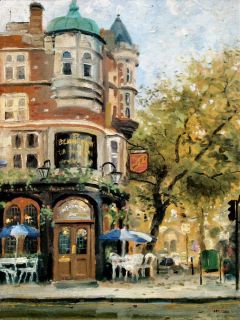 Dbl Signed Bloomsbury Cafe 16x12 s N Limited Kinkade London England 