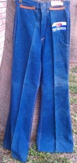 Red Snap 1832 70s Vintage Blue BIG Bell Bottom Denim Jeans   FREE US 