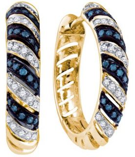 these are 10k yellow gold blue diamond earrings beautiful blue