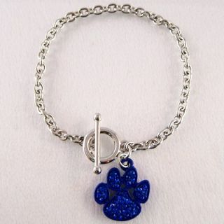 blue crystal dog paw printed toggle bracelet item number bcs0031