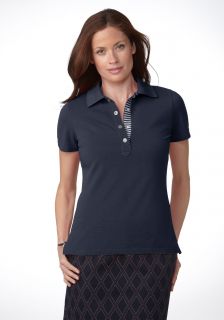 Bobby Jones Womens Signature Clover Snap Pique Polo Golf Shirt