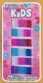 60 Girls Hair Bobby Pins Multi Colors with Glitter