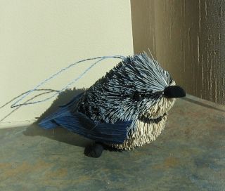 Wonderful Natural Brush Art Blue Jay Song Bird Christmas Ornament New 